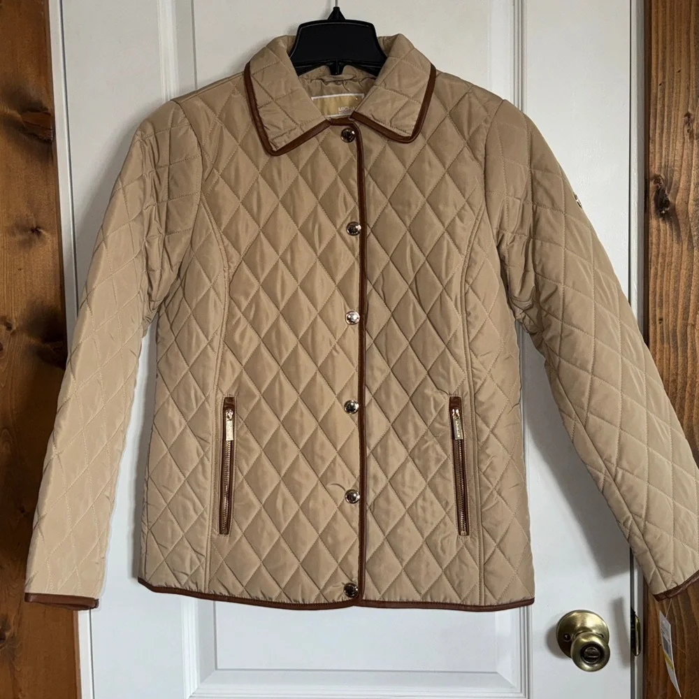 Michael Kors Quilted Khaki Jacket - Picture 1 of 7